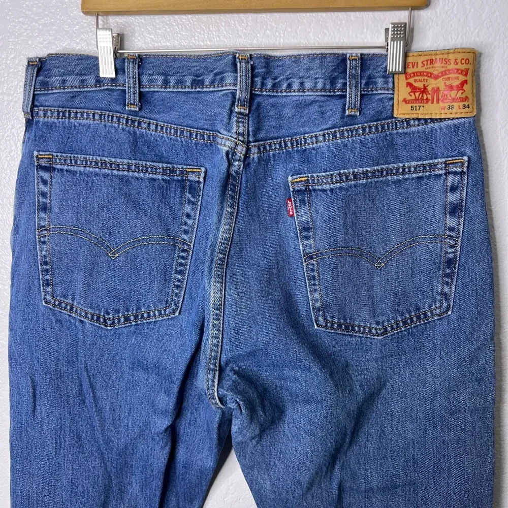 Levis 517 Mens Bootcut Jeans Medium Wash Blue Denim 38x34 High Rise